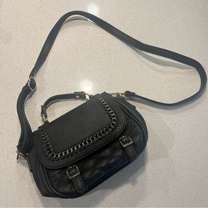 Black Crossbody Bag with Chain Accent